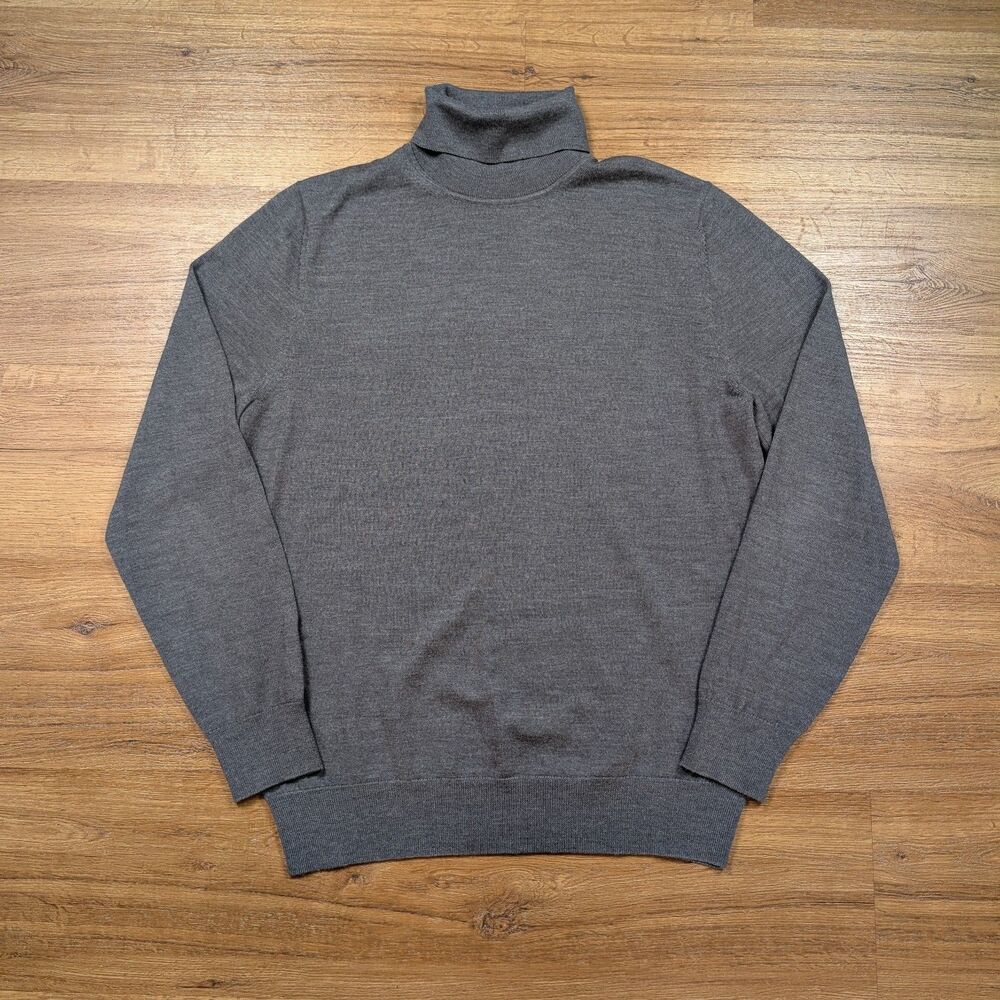 Charles Tyrwhitt Turtle Neck Sweater Mens Medium Grey Merino Wool Roll Neck